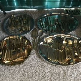 4 SETS OF GOLD PLATED FLATWARE