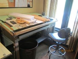 Architect drafting table and stool