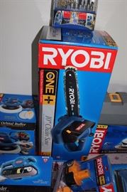Ryobi electric cordless chainsaw.
