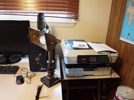 Brother printer. House of Troy desk lamp.