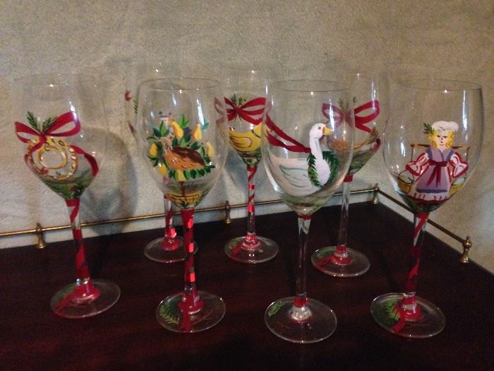 Christmas glasses and dishes