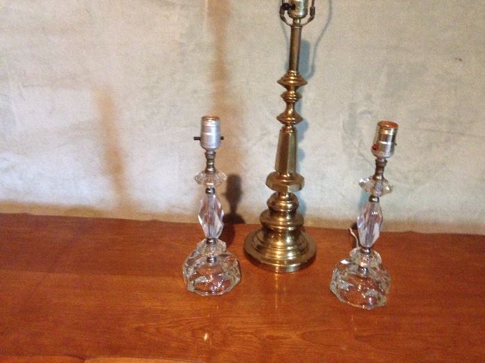 Crystal and brass lamps
