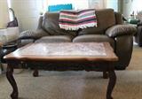 Marble Top coffee table, Leather Love Seat