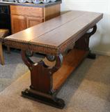 Antique Library Table with drop down folding Leaf expands to Dining size 72 X 38