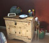 Antique Washstand with crackled white paint, nautical decor