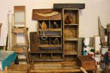 Lots of Primitives, Old wooden Hen Nests, Shelves, benches, Ammo boxes