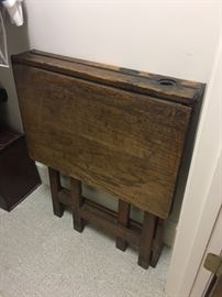 Antique desk with ink well.