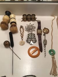 Vintage pins, brooches, watches etc..