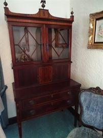 Mahogany Tambour Desk.