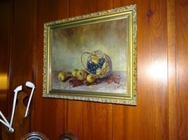 Antique still life oil painting.