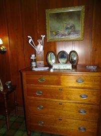 Antique cherry chest of drawers.