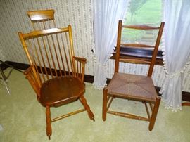 Antique windsor rocker & ladder back chair.