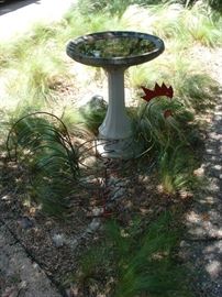 Large rooster pot holder and a bird bath