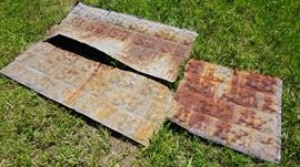 rare antique galvalnized embossed tin barn sheeting 