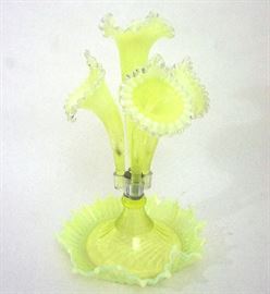 Victorian art glass epergne 