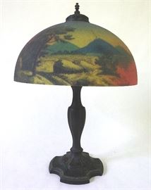 1920s Reverse Hand Painted Lamp 