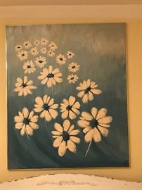 Large vintage flower painting