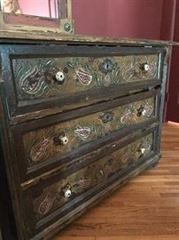 Large antique hand painted dresser from Transylvania 