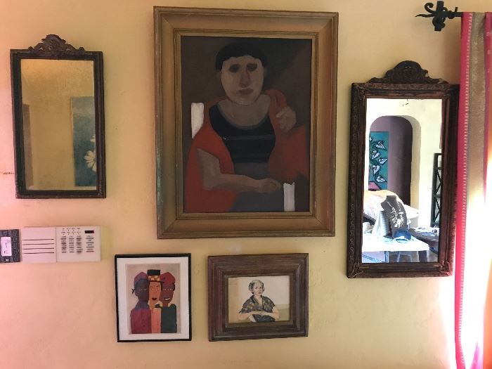 Vintage paintings and vintage mirrors