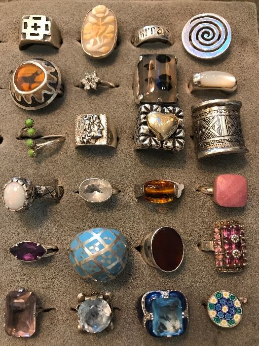 These are just some of the few Sterling silver rings and gemstones we will be including in the sale. The jewelry selection is enormous!