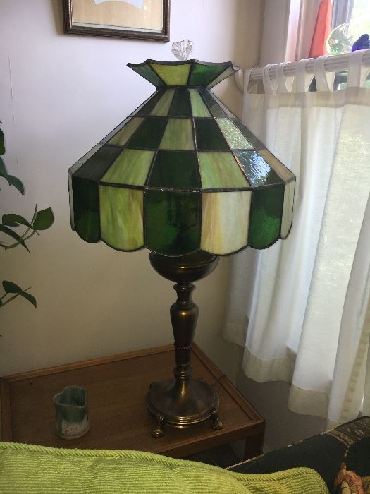 Vintage leaded stained glass lamp.