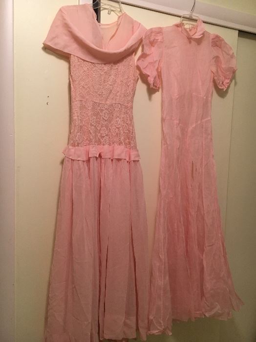 Vintage 1940s pink dresses.