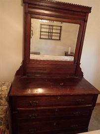 SPOON CARVED DRESSER WITH MIRROR