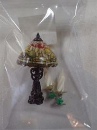 DOLL HOUSE ACCESSORIES STAINED GLASS LAMP W/CANDLE STICKS