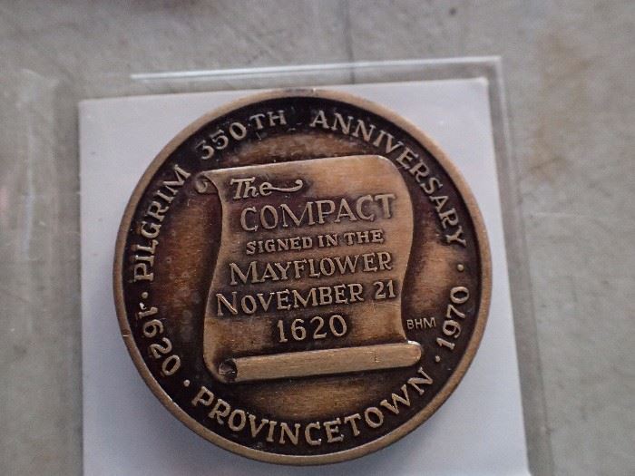 1970 THE MAYFLOWER COMPACT BRONZE MEDAL 