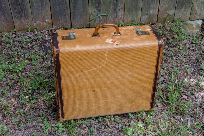 Vintage Suitcase with Lucite Handle 21"L x 18 W x 8" Deep  $45.00