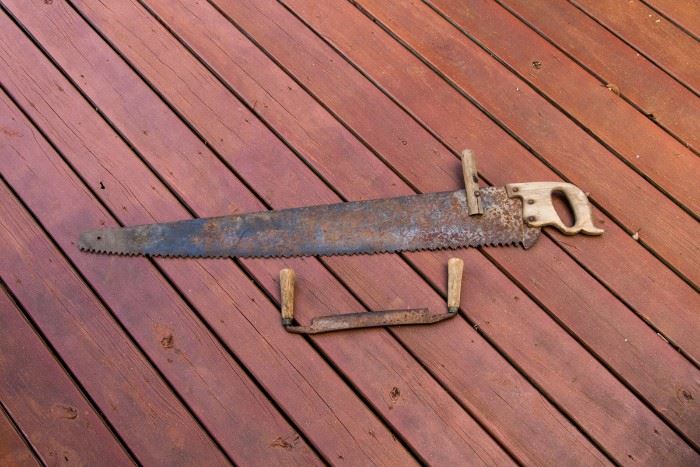 Antique Tree Saw  $22.50 and 2 Handed Plane Saw $27.00 