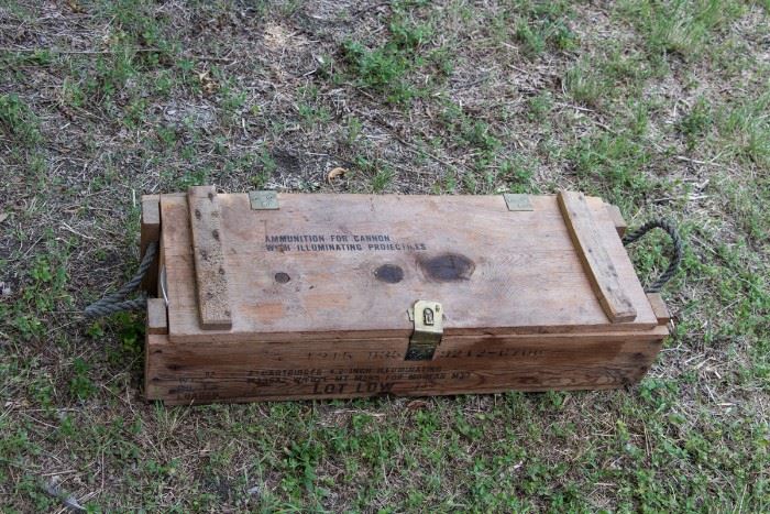 1970's Cannon Ammo Box  12" W x 23" L x 8" Deep  $27.00