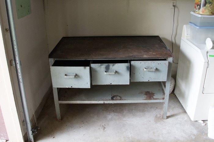 Custom-built Welded Iron Workbench w/3 Drawers            54.5" L x30.5" W x 35"H  $360.00