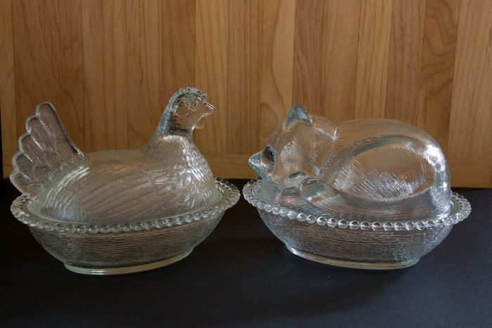 Chicken & Cat on a Basket Candy Dish  $19.50ea