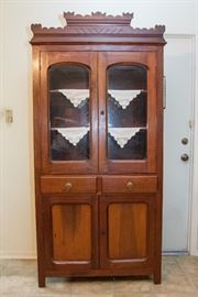 Circa 1900's East Texas Pine Hutch/China Cabinet, 3 Shelves & 2 Drawers  16" D x 71.5" H x 37"W   $900.00