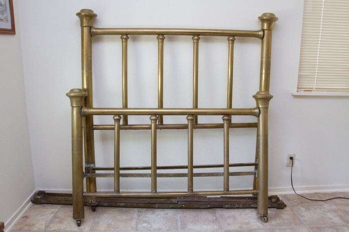 1900's Full Size Brass Bed Frame, Rails, Head & Foot Board  $450.00