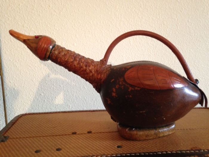 Vintage Goose Leather Covered Decanter.  Made in Italy $30.00