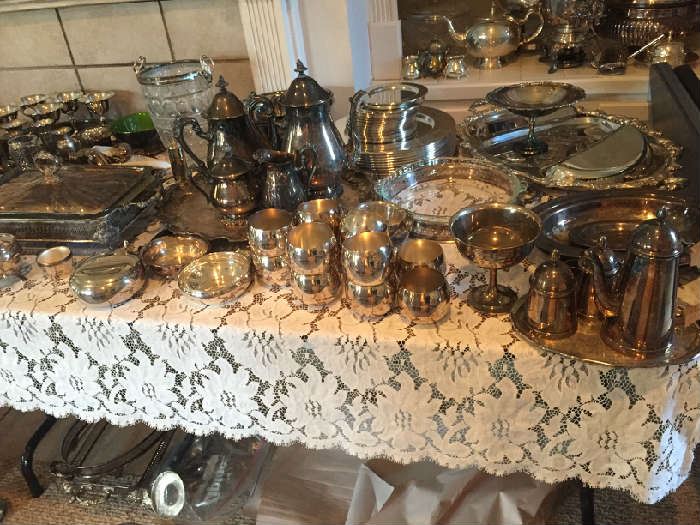 Silver plate--3 tables filled to the top!