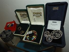 Ortak William Morris inspired jewelry, enameled jewelry