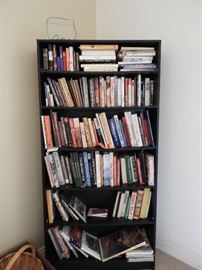 Large bookcase, books