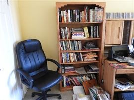 Office chair, oak bookcase