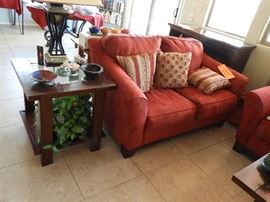 Red microfiber love seat