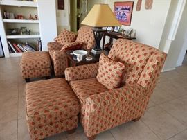 Large chairs with ottomans