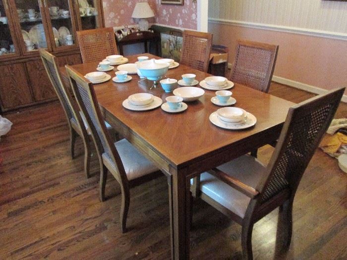 Campaign Style Dining table with high back canes