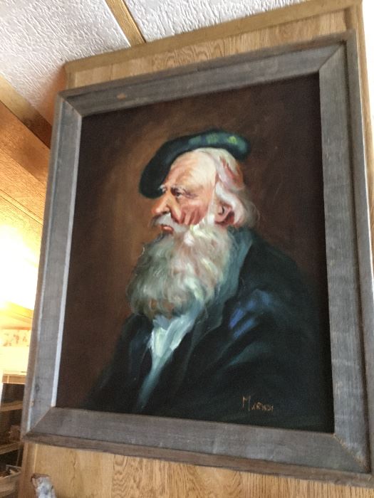 Evocative oil painting of older bearded man... "sailor home from the sea", or "the hunter home from the hill"...perhaps