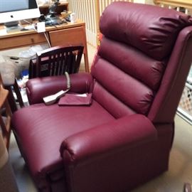 ONE OF THREE LEATHER LIFT CHAIRS
