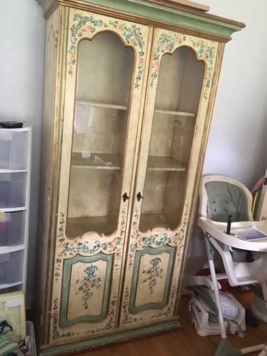 Hand Painted Armoire Bookcase