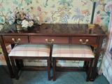 Sofa table with nesting benches.