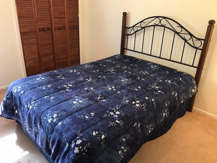 Wood and Iron Full size bed.  Mattress and Box spring are also available!