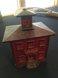 J. & E. Stevens Connecticut Mfg.  Circa 1870's  Cast Iron Toy Bank, Hand-Painted ( "C" Rated)
